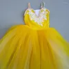 Stage Wear 2024 Tutu romantique Giselle Costumes de ballet Filles Enfant Velet Longue Robe en Tulle Skate Ballerine Manches Bouffantes Chorus