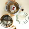 Dinnerware Sets Bowl With Wooden Base Ice Storage Tank Crystal Serving Household Tableware Bamboo Glass Salad