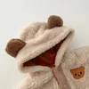 Inverno e autunno Neonati e ragazzi in cotone spesso con cappuccio Cartoon Bear Cappotto a maniche lunghe Moda coreana Morbido casual 240123