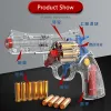 Revolver Manual Shell Ejection Soft Bullet Toys Gun for Kids Boys Transparent Airsoft Pistol Long Range Ejecting Gun Toy 2037 ZZ