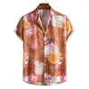Men's Casual Shirts Mens Vintage Green Floral Beach Short Sleeve Button Down Hawaiian Shirt Summer Holiday Party Aloha Male