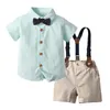 Papillon Neonati Set di abbigliamento per bambini Camicie Pantaloncini Cardigan a righe Ragazzi Bambini Magliette a maniche corte Pantaloni con cinturino Abiti Estate Gioventù Abbigliamento per bambini taglia d4Tq #