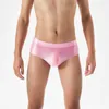 Sous-vêtements hommes entrejambe sans couture brillant soyeux haute élastique grande taille slips sous-vêtements hommes culottes de sport hanche ascenseur tongs sexy