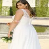 Plus Size Boho V Neck Wedding Dress Tanks Straps A Line Chiffon Beach Bohemian Bride Dresses With Lace Chic Floor Length Country Robe De Mariee Vestios Novias 2024