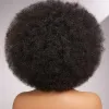 Fluffy Afro Kinky Curly Human Hair Wig with Thick Bang 70s Natural Short Bob Wigs for Black Women 180% Density Full Lace Front Wig