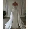 Stunningbride 2024 Abiti da sposa a sirena scintillante africana di moda bianca su misura con applicazioni di pizzo con paillettes e abiti da sposa con strascico staccabile