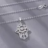 المعلقات Eudora 100 ٪ 925 Sterling Silver Hamsa Hand Hand Necklace Gweat Luck Charm Fine Jewelry Girl Boy Birthress Grish Displic D335