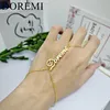 Armband Doremi Custom Name Thin Chain Armband Finger Chain Letters Ring Armband Girls Smycken Set Friendship Girls Armband