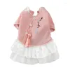 Cão vestuário roupas para animais de estimação vestido estilo chinês hanfu primavera verão fofo algodão doce bordado princesa para teddy pequeno