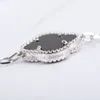 Hoge kwaliteit 925 sterling zilveren diamanten bedelarmband vrouwen ingelegde onyx jade chalcedoon damesarmband ontwerper fijne 5 bloem klavertje vier armband sieraden