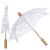 Guarda-chuvas 2 Pcs Decoração de Casamento Prop Guarda-chuva Branco Elegante Artesanato Meninas Decorativas Nupcial Véu Parasol Lace Noiva Senhorita