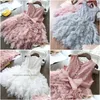 Em estoque flor menina vestidos rendas meninas princesa vestido fofo bolo esmagar crianças festa de natal traje casamento aniversário tutu vestido chi dhhjp