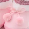 Boots Baby Cute Thickened Plush Flat Shoes Infant Girls Boys Bobbles Bow Non-Slip Soft Sole First Walker Winter Warm