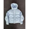 Trapstar London Dekodowany z kapturem puffer 2.0 Ice Blue Jacket Hafting Macierz z kapturem zimowy płaszcz wierzchołkowy M A C