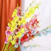 Dekorativa blommor 6st/Lot Yellow Orchid Artificial Dancing Lady Silk Plastic Fake Plants For Wedding Party Home Decoration