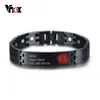 Braccialetti Vnox Bracciale ID avviso medico con incisione gratuita per uomo Bracciale rigido per l'assistenza sanitaria, energia, gioielli maschili in acciaio inossidabile