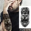 Waterproof Temporary Tattoo Sticker Forest Lion Tiger Bear Flash Tattoos Women Leopard Wolf Crown Body Art Arm Fake Tatoo Men 240122