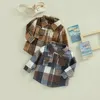 Autumn Kids Baby Boys Girls Plaid Shirt Jacket Casual Lapel Long Sleeve Button Cardigan Jacket Call Fall Clothes 240123