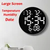 Wall Clocks Led Round 3D Large Screen Clock Digital Temperature Humidity Date Display Alarm Modern Home Decor With Remote Control