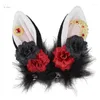 Hair Clips Animal Ears Gothic Rose For Girls Versatile Barrettes