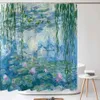 Shower Curtains Art Abstraction Plant Water lily Shower Curtain Sets Flowers Fabric Bathroom Curtains Non-Slip Toilet Cover Rug Baths Mats Decor