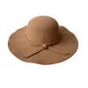 Berets British Retro European And American Style Wool Woolen Hat With Large Brim Round Top Sun Children