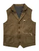 Men's Vests Vest Suit Brown Single Breasted Cowboy Waistcoat Men Male Classic Man Dress Tweed Suits Sleeveless Formal Business