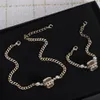 Topp guldkedja armband halsband mode smycken set diamant designer älskare halsband armband brev för kvinnlig bröllopspresent