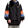 Men's Jackets Men Spring Coat Colorblock Hooded Zipper Closure Fall Streetwear Casual Sport Baseball Jacket With Loose