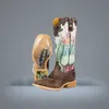 Kobiety kolanowe buty niskie obcasy jesień buty plus size vintage PU skórzane botki haftowe Kobieta mejr zapatos D18906602484