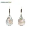 Örhängen Special Barock Stely Coin Button Flat Flameball Shape White Colorful Hook Dangle Earring Natural Pearl 925 Sterling Silver