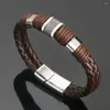 Braccialetti con ciondoli Bracciale con chiusura magnetica da uomo in pelle vintage Moda Pulsera Hombre Femme Donna