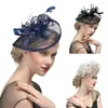 Bérets accessoires pour cheveux mariage maille fleur plumes pince fascinateurs chapeau thé fête bandeau Aliceband