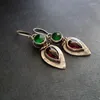 Orecchini pendenti alla moda rosso verde pietra goccia gioielli adorabili colore argento dichiarazione a goccia per regali di donne e ragazze