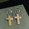 Boucles d'oreilles pendentif croix en émail, marque de luxe, bijoux de haute qualité, cadeau de fête pour Couple, mariage et mariée