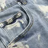 Jeans pour hommes America Hommes Imprimé Blue Splash Ink Slim Fit Trendy Streetwear Pantalon élastique droit Denim Pantalon Homme