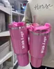 US Stock Pink Tumblers Cosmo Winter Pink Shimmery Limited Edition 40 Oz Mug 40oz Mugs Water Bottle Valentines Day Gift Pink Parade
