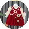 Mädchenkleider Kleinkinder Baby Mädchen Langarm Kleider Herbst/Winter Warme Geburtstagsfeier Prinzessin Kostüm Kinder Rotes Weihnachtskleidungskleid