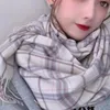 Berets 2024 Autumn And Winter Long Scarf Female Student Christmas Imitation Cashmere College Versatile Plaid Shawl