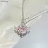 Pendant Necklaces Kpop Fairy Pink Crystal Heart Wings Pendant Necklace Y2K Egirl Emo Girls Women Heart Clavicle Chain Choker Fashion Jewelry Gifts YQ240124