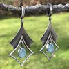 Dangle Earrings Gypsy Hollow Geometric Square Drop For Women Vintage Jewelry Blue Teardrop Crystal Stone Gifts