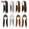 Aosiwig syntetiska långa raka topparstängningar hårstycke klipp i hår täcker vitt hår kvinnor naturligt falskt hårstycke 240118