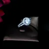 Bands HIBRIDE Gorgeous Big Halo Engagement Rings Jewelry Silver Color Round Fashion Cubic Zirconia Sona Wedding Ring for Women R144