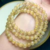 Link Bracelets Natural Golden Rutilated Quartz Triple Circle Bracelet Handmade Fortune Energy Bangle Mineral Woman Amulet Jewelry Gift 1PCS