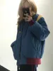 Trenchs de Femmes Manteaux American Vintage Parkas Design Contraste Couleur Poches Zipper Veste d'hiver Femmes Casual Lâche Streetwear Preppy Style