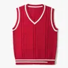 Men's Vests Casual Sleeveless Knitting Vest Sweater Solid Color Fashion V Neck Tops Suitable For Spring Autumn Winter
