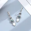 Orecchini pendenti in argento sterling S925 con goccia per le donne Conchiglia di abalone Gioielli vintage Cerchio di fidanzamento per matrimonio Regali