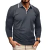 Größe Polo Neck T-shirt 2024 Herbst/Winter Neue V-ausschnitt Solide POLO Shirt männer Langarm Top golf kleidung4536