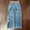 Jeans pour hommes grande poche boxe kangourou imprimé lavé jambe large Y2K hip-hop rue décontracté lâche harajuku personnalité denim hommes