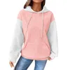 Women's Hoodies 2024 Color Block Long Sleeve Casual Drawstring Cotton Layering Tops For Women Tube